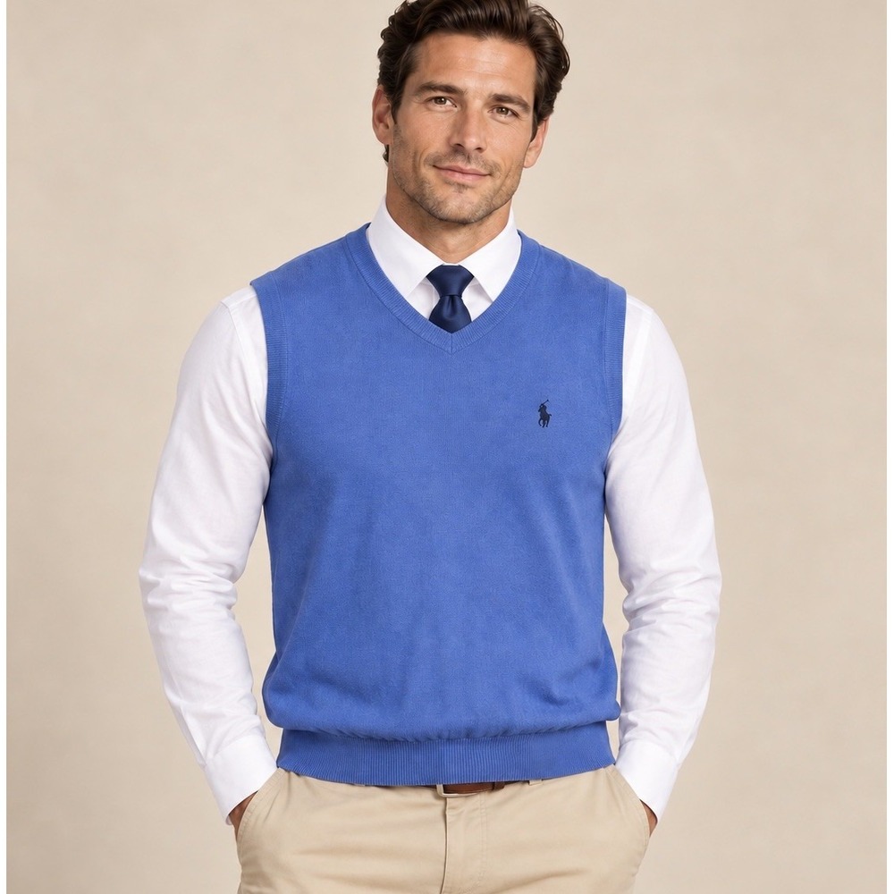 Polo Golf Ralph Lauren Knit Sweater Vest Men's Large 100% Cotton